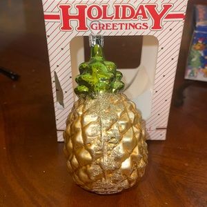 Glittery Gold Pineapple Ornament